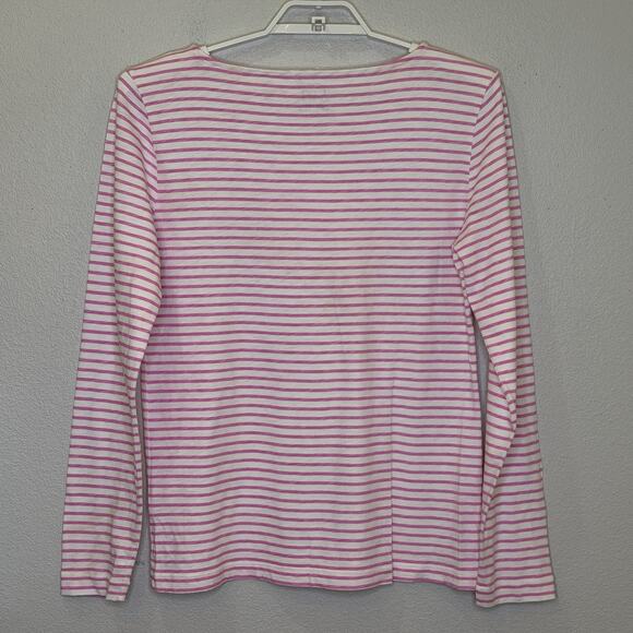 J. Crew Artist Tee Top Womens Size XL Pink Stripe Long Sleeve Round Neck Cotton - Picture 4 of 7